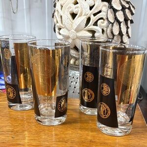 vintage Cera highball glass with a U.S. coin design